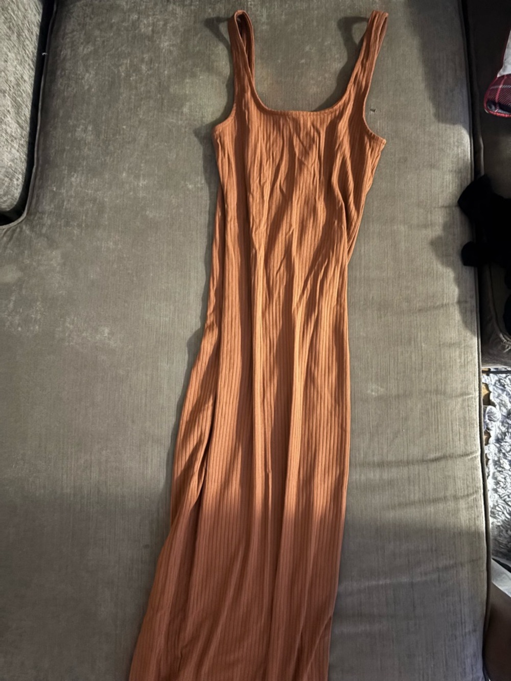 H&M Rust Orange Ribbed Tank Maxi Dress